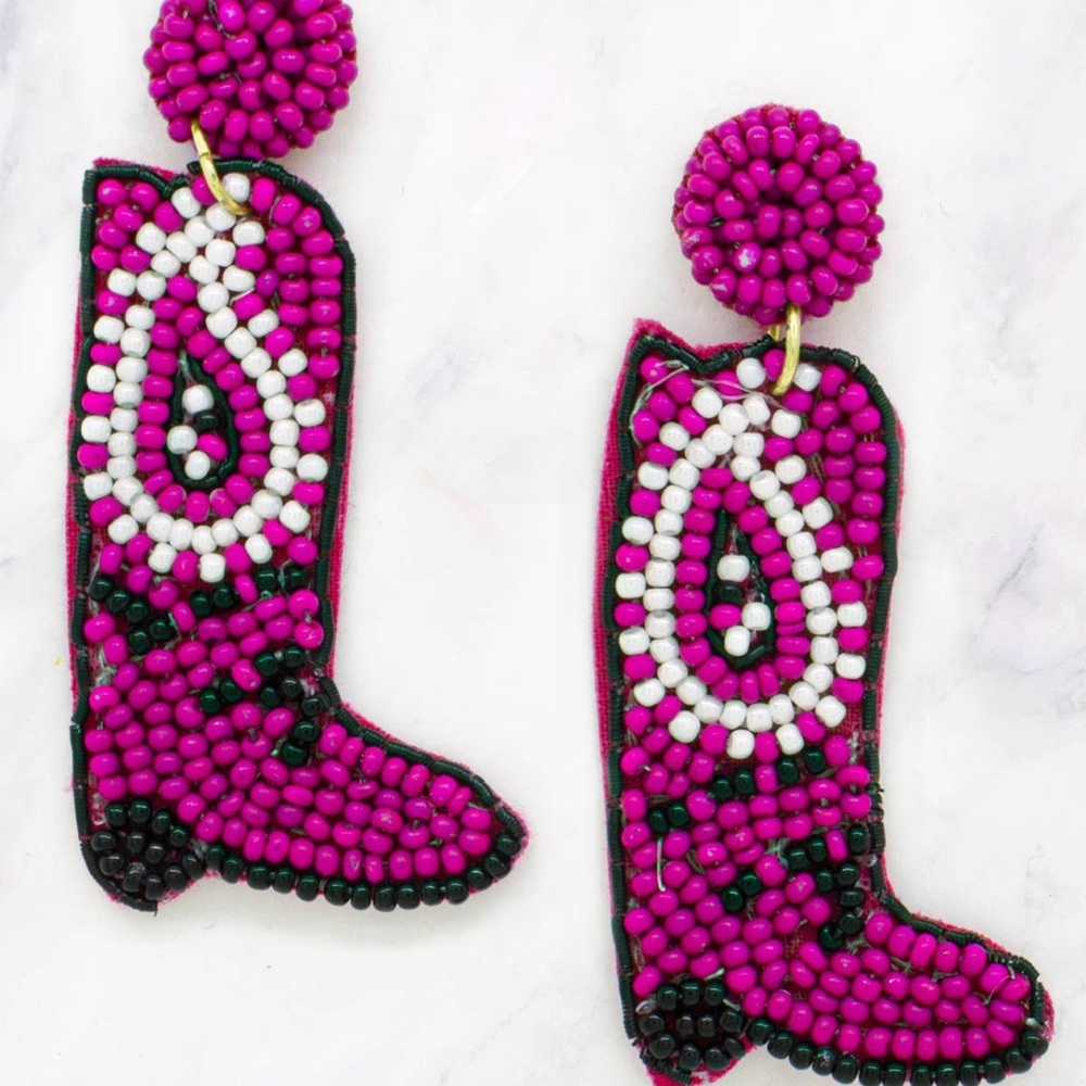 Boots Seed beaded hand designed earrings.